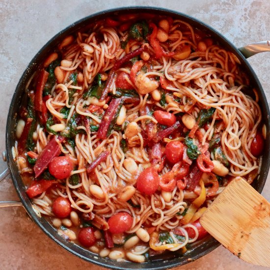 Spaghetti Marinara with Chard