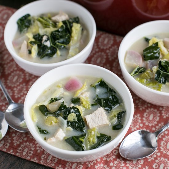 Cream of turkey soup with cabbage