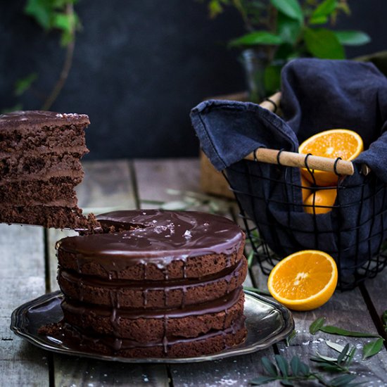 Vegan Triple Chocolate Orange Cake