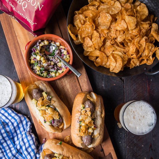 Grilled Beer Brats with Pineapple