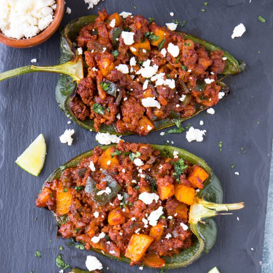 Picadillo Stuffed Poblano Peppers