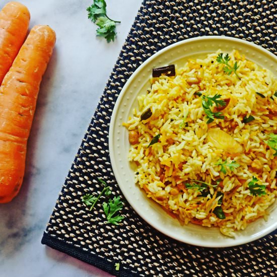 Carrot rice | Carrot Pulao