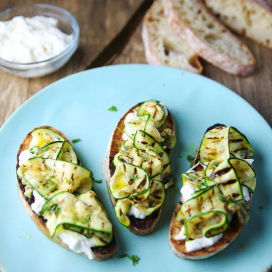 Grilled Marinated Zucchini Crostini