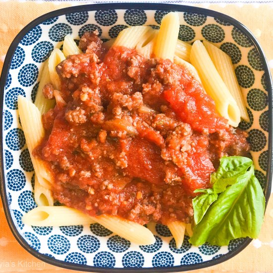 Easy Penne with Meat Sauce