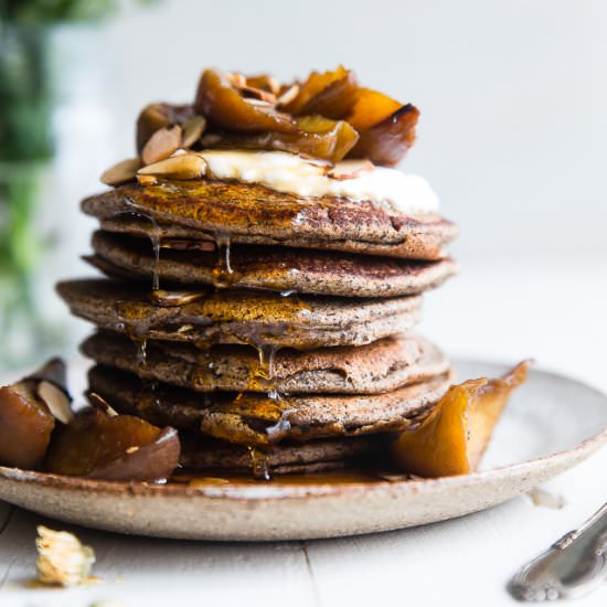 Buckwheat  Pancakes  with  Peaches