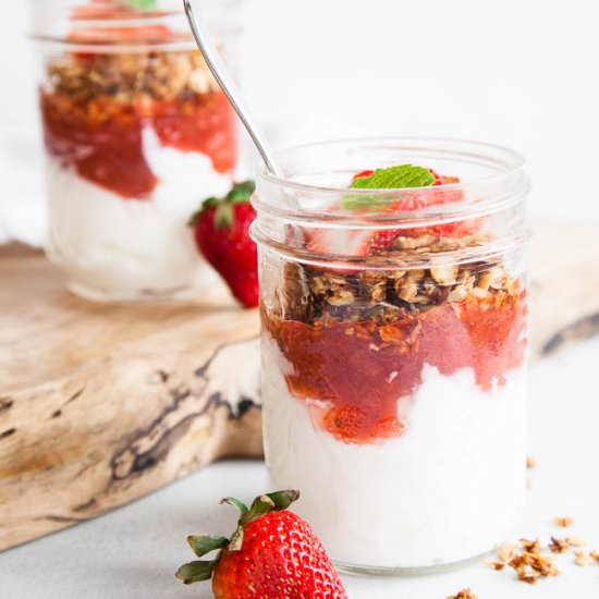 Stewed Strawberry Rhubarb Parfaits