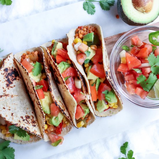 Vegan Loaded Lentil Tacos