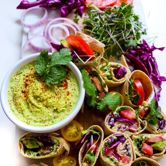 Edamame Hummus Veggie Wraps