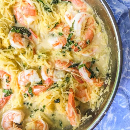 Coconut Basil Shrimp Spaghetti