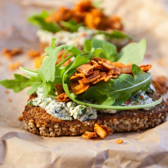 Vegan ricotta and ‘bacon’ toast