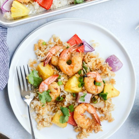 Sheet Pan Hawaiian Shrimp and Rice