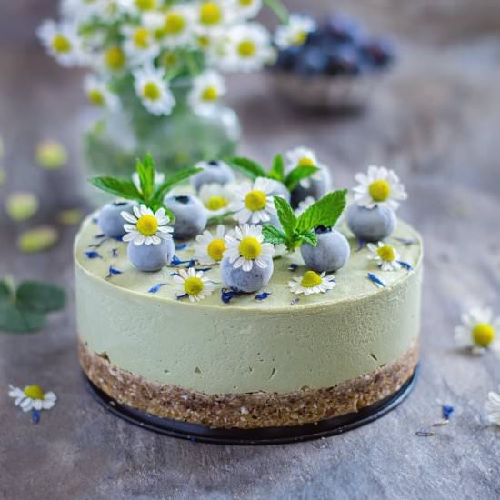 Matcha, avocado & lemon cheesecake