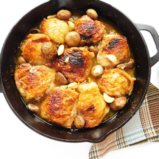 Skillet Chicken, Mushrooms & Garlic