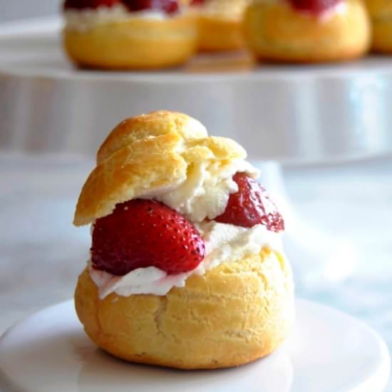 Strawberries and Cream Profiteroles