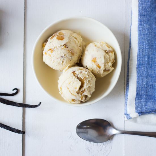 Brown butter & peach ice cream