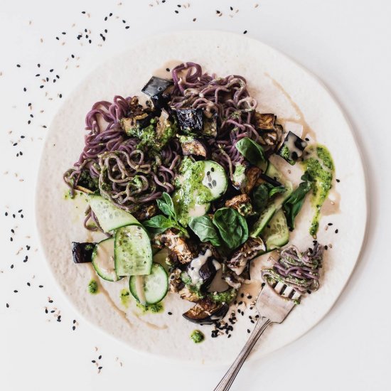 Roasted Eggplant Noodle Salad