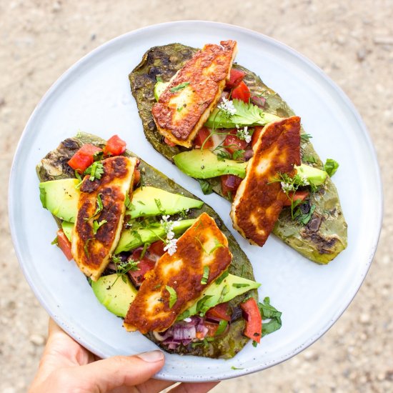 Nopales with Halloumi