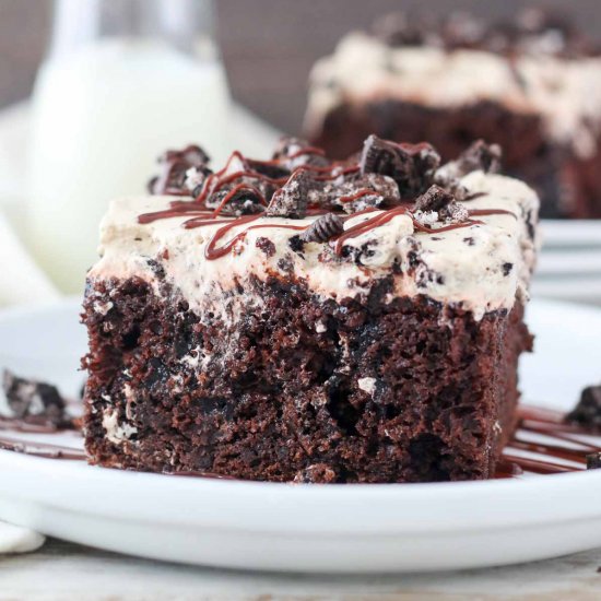 Mocha Oreo Poke Cake