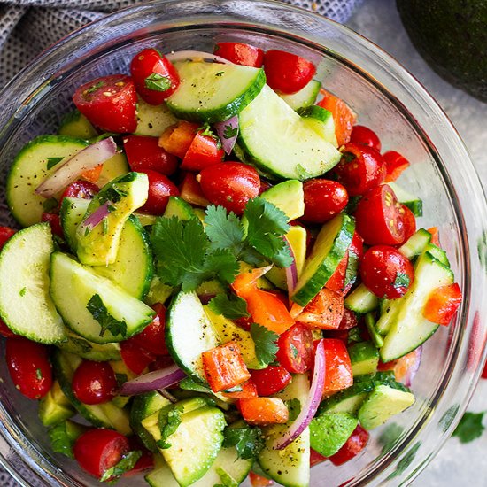 Tomato Cucumber and Avocado Salad