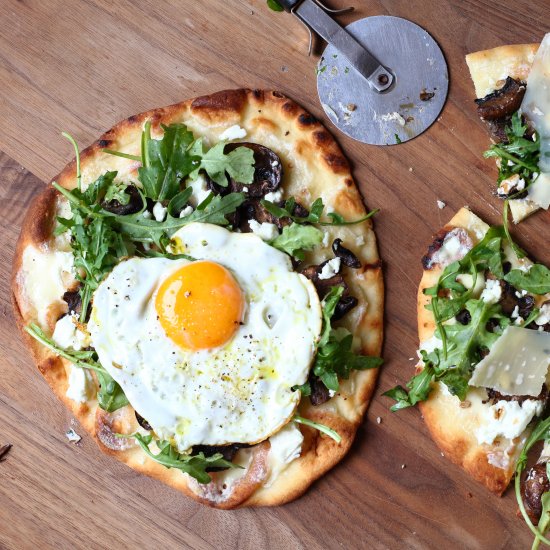 Roasted Mushroom Flatbread Pizzas