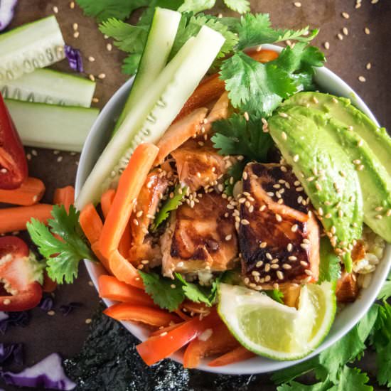 Cooked Salmon Poke Bowl