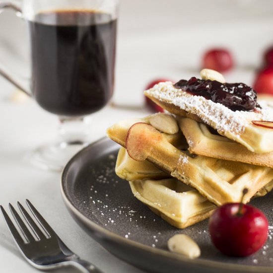 Waffles with Cherry Marmalade