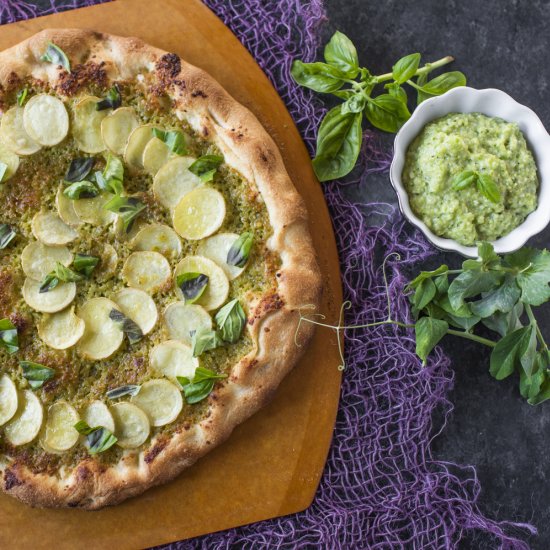 Garden Pea Pesto Pizza