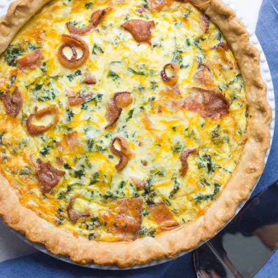 Bacon Cheddar Kale Quiche