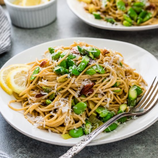 Spring Spaghetti Carbonara w/ Bacon