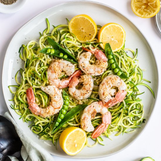 Easy Lemon Garlic Shrimp Zoodles