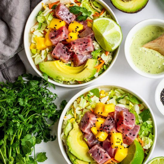 Avocado Ranch Ahi Tuna Poke Bowl