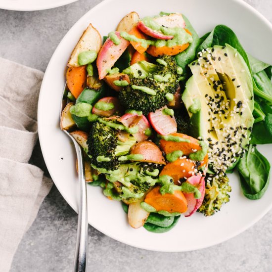 Roasted Vegetables w/ Green Tahini