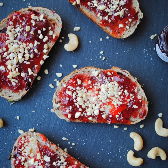 Strawberry Jam Toasts with Cashews