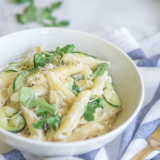 Penne with lemon ricotta & zucchini