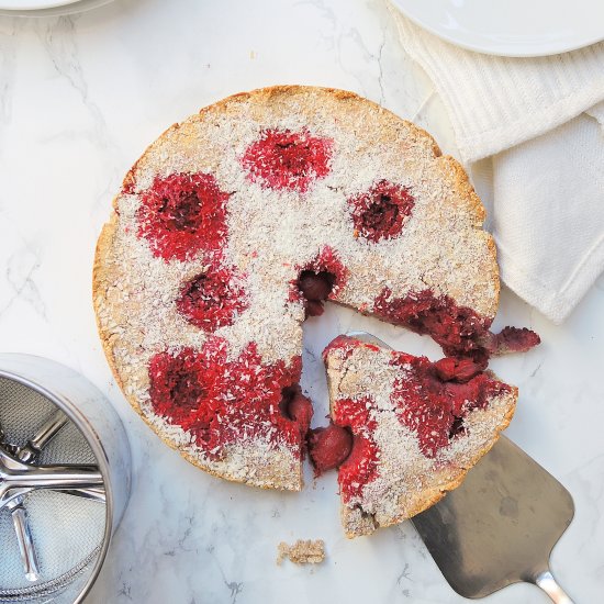 Coconut Cake with Cherries