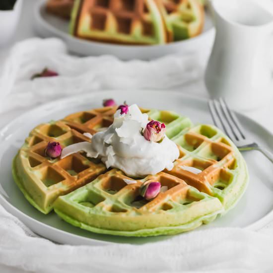 Pandan Mochi Waffles