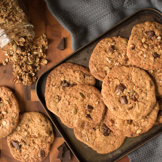 Granola Malt & Dark Choc Cookies