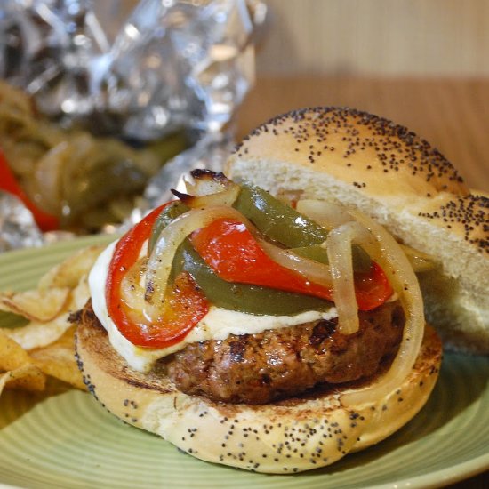 Pork, Pepper and Onion Burger