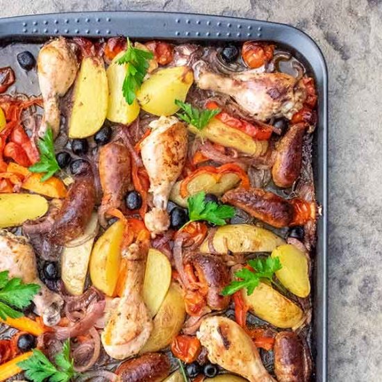 Sheet Pan Spanish Chicken Dinner