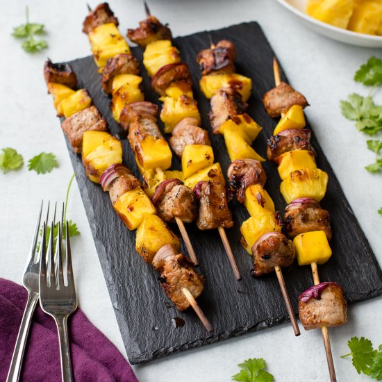 Pork Pineapple Kabobs w/ Mango