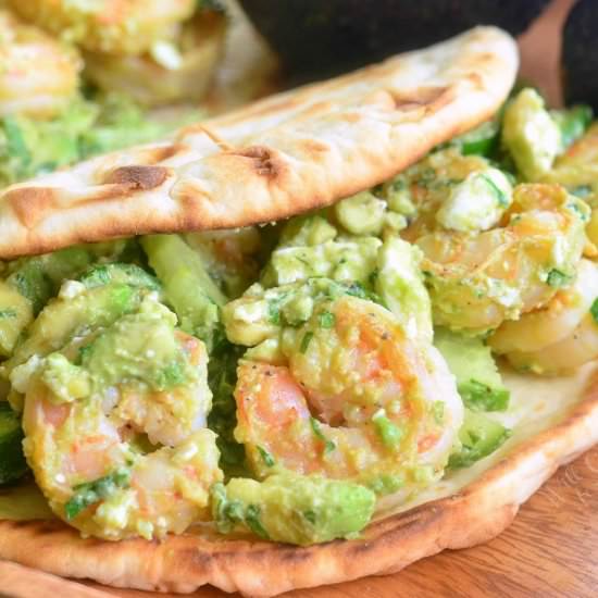 Avocado Shrimp Flatbread Sandwich