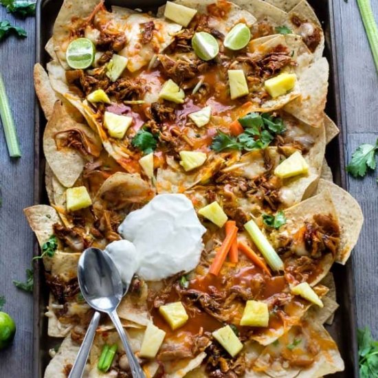 Hawaiian Buffalo Chicken Nachos