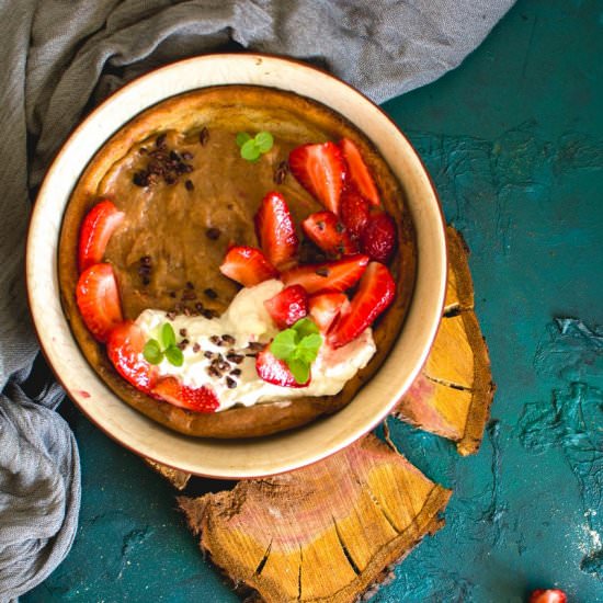 Dutch baby with rhubarb