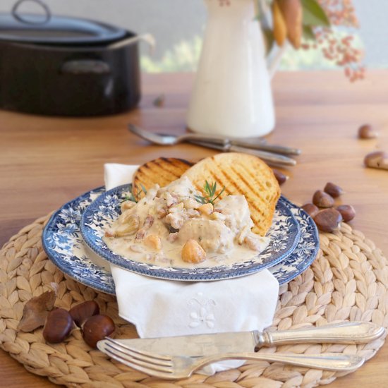 Chicken and chestnut fricassee