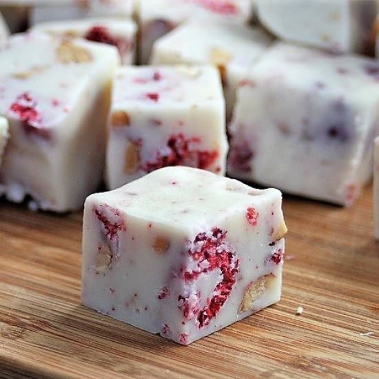 White Chocolate Raspberry Fudge