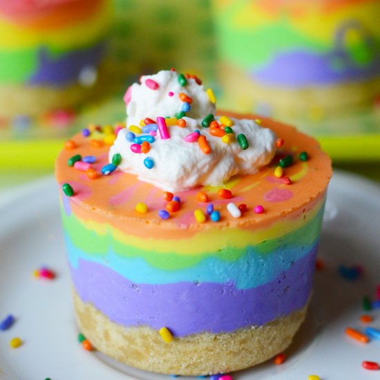 No Bake Rainbow Cheesecake