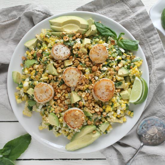 Seared Scallops with Corn Salad