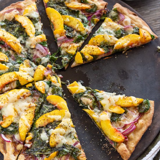 Peach and Arugula Pizza