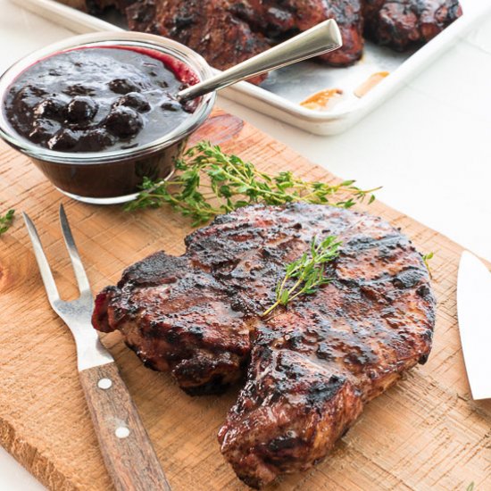 Blueberry Balsamic Grilled Chops