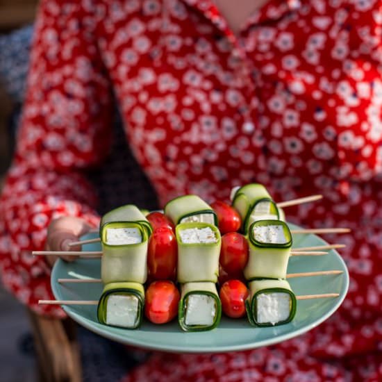 Veggie BBQ Spits with Feta Cheese